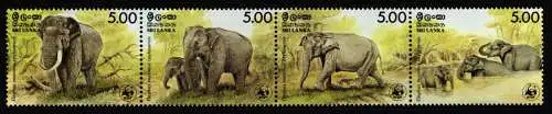 Sri Lanka 753-756 postfrisch als 4er Streifen, Elefanten #NF047