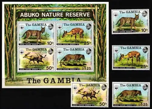 Gambia Block 2 + 332-335 postfrisch Wildtiere #NE958