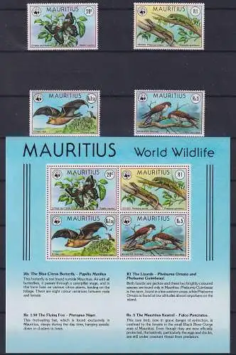 Mauritius Block 8 + 463-466 postfrisch Wildtiere #NE942