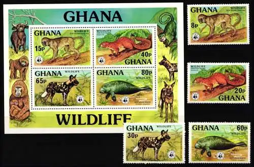 Ghana Block 71 + 702-705 A postfrisch Wildtiere #NE955