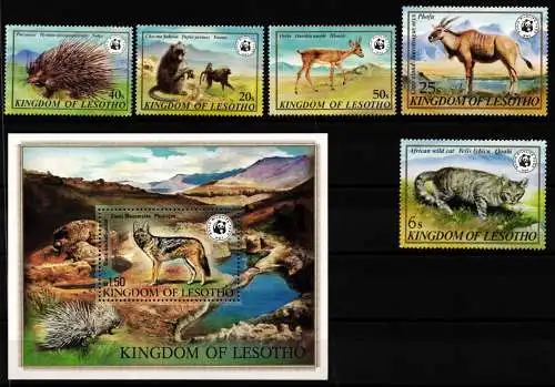 Lesotho Block 12 + 361-365 postfrisch Wildtiere #NE932