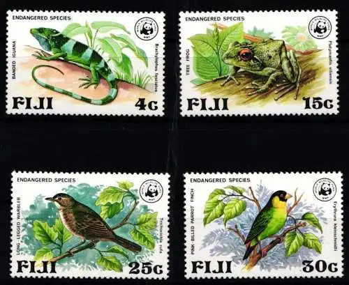 Fidschi 387-390 postfrisch Vögel + Reptilien #NE937