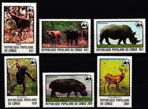 Kongo (Brazzaville) 630-635 postfrisch Wildtiere #NE943