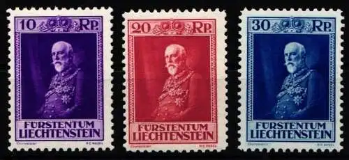 Liechtenstein 122-124 postfrisch 80. Geburtstag von Fürst Franz I. #NF162