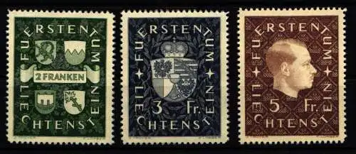 Liechtenstein 183-185 postfrisch Wappen und Fürst Franz Josef II. #NF148