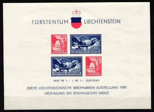 Liechtenstein Block 2 postfrisch Briefmarkenausstellung #NF156