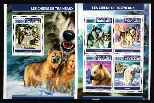Togo 8224-8227 und Block 1456 postfrisch Kleinbogen / Hunde #KC499