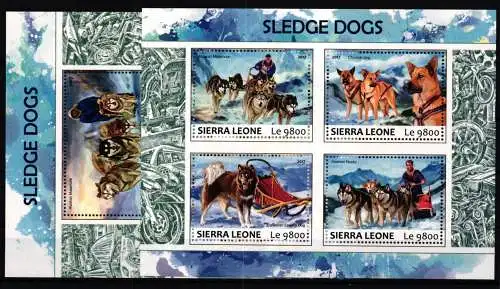 Sierra Leone 8640-8643 und Block 1257 postfrisch Kleinbogen / Hunde #KC518