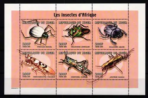 Niger 1813-1818 postfrisch Kleinbogen / Insekten #KC548
