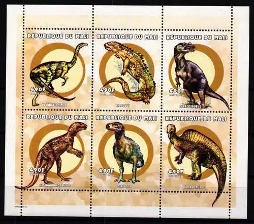 Mali 2564-2569 postfrisch Kleinbogen / Dinosaurier #KC550
