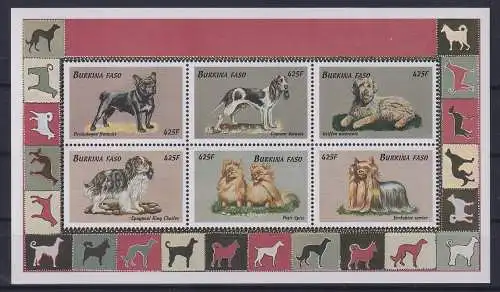 Burkina Faso 1687-1692 postfrisch Kleinbogen / Hunde #KC558