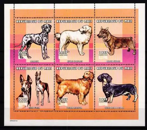 Mali 2522-2527 postfrisch Kleinbogen / Hunde #KC551
