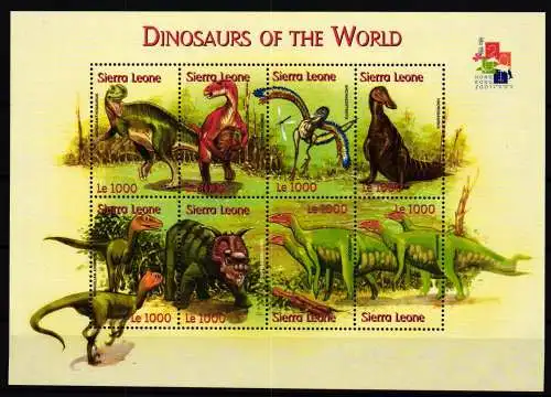 Sierra Leone 3951-3958 postfrisch Kleinbogen / Dinosaurier #KC620