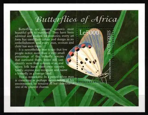 Sierra Leone Block 510 postfrisch Schmetterling #KC658