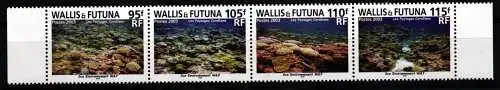 Wallis & Futuna 843-846 postfrisch Viererstreifen / Korallen #KC701