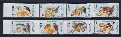 Mongolei 3439-3446 postfrisch Pilze und Vögel #KC706