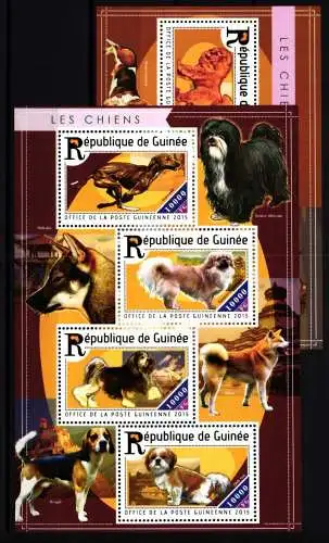 Guinea 11068-11071 und Block 2510 postfrisch Kleinbogen / Hunde #KC728