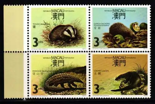 Macau 589-592 postfrisch Viererblock / Wildtiere #KC808