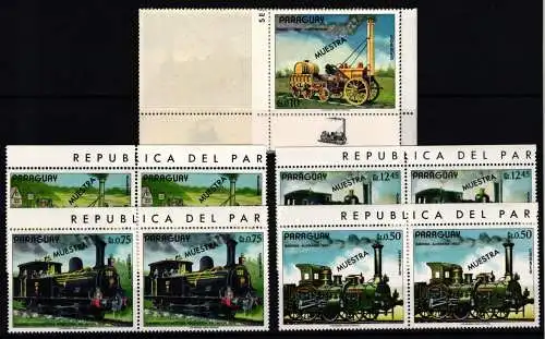 Paraguay 2376-2384 mit Aufdruck MUESTRA postfrisch Fünferstreifen, Paare #KC804