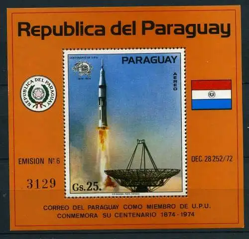 Paraguay Block 220 postfrisch Raumfahrt #GB306