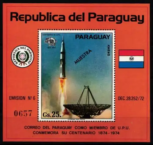 Paraguay Block 220 postfrisch Raumfahrt #GB306