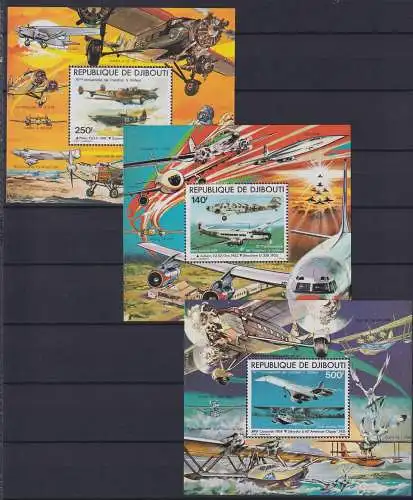 Dschibuti Block 6-8 postfrisch Flugzeuge #NE730