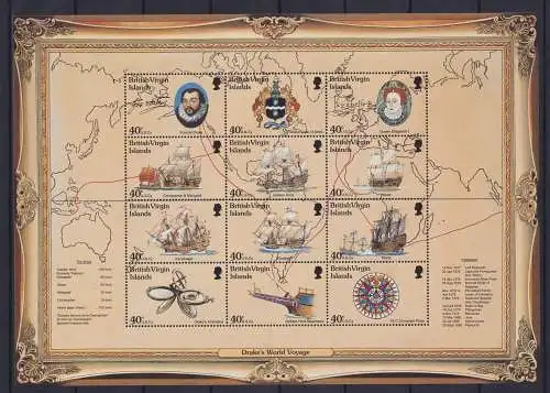 Brit. Jungferninseln 907-918 postfrisch als Zd-Bogen, Schiffe #NE721