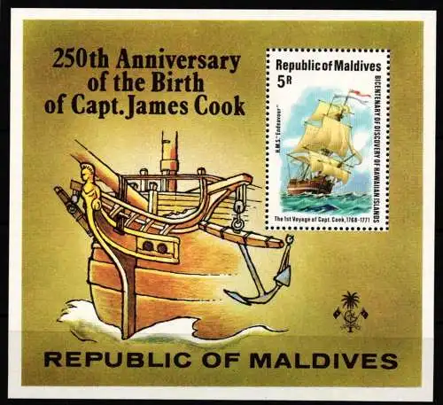 Malediven Block 51 postfrisch Schiffe, Cook #NE736