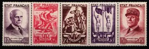 Frankreich 589-593 postfrisch als 5er Streifen, gefaltet #NE831