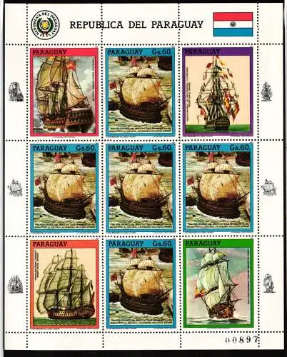 Paraguay 4162 postfrisch als Kleinbogen, Schiffe #NE790
