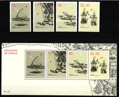 Tonga Block 45 + 1651-1654 postfrisch Schiffe #NE753