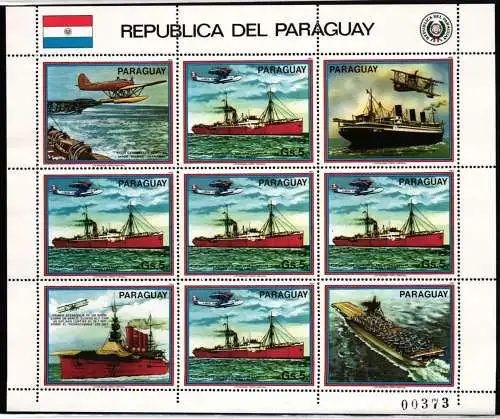 Paraguay 3662 postfrisch als Kleinbogen, Schiffe #NE788