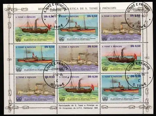 Sao Tome e Principe 909-911 gestempelt als ZD-Bogen, Schiffe #NE805