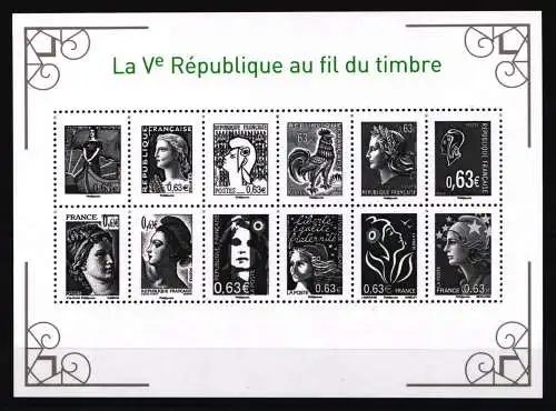 Frankreich 5619-5630 postfrisch ZD-Bogen mit Marianne Motiven #NE878