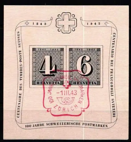 Schweiz Block 8 gestempelt mit Nr. 17 #KR410
