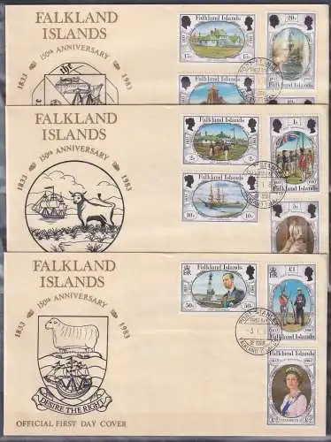 Falkland-Inseln FDC 363-373 als Ersttagsbrief #NK461