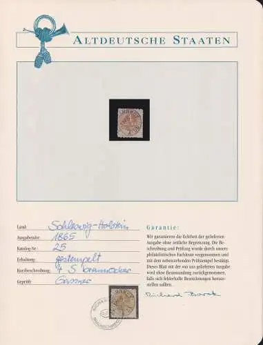 Altdeutschland Schleswig Holstein 25 gestempelt mit Borek Garantie #NK532