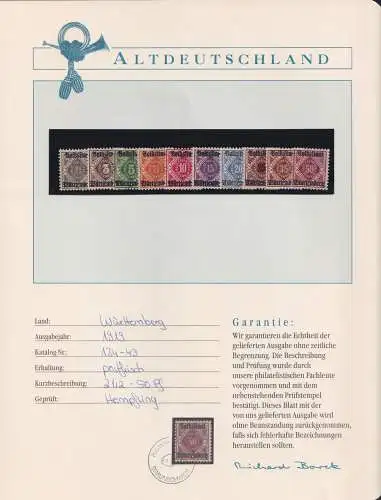 Württemberg Dienstmarken 134-143 postfrisch Borek Garantie #NK560