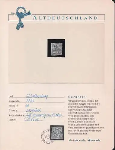 Altdeutschland Württemberg 60 postfrisch mit Borek Garantie #NK555