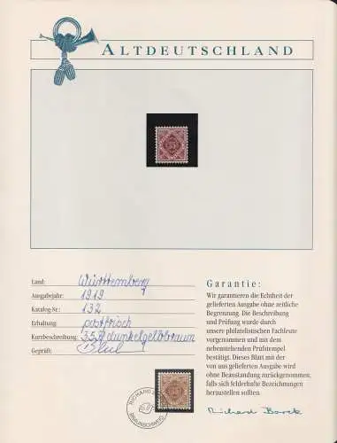 Württemberg 132 postfrisch Borek Garantie #NK559