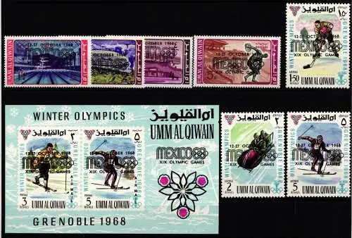 Umm al Quiwain 254A-260A mit Block 13 postfrisch Olympische Spiele 1968 #KO155