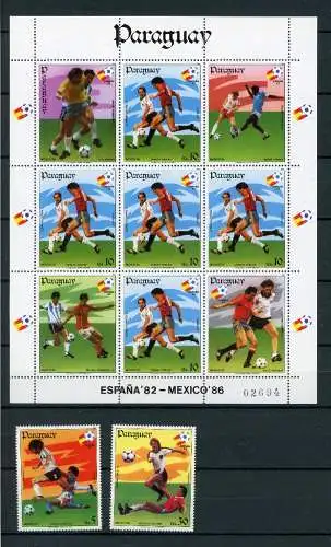 Paraguay 3745-3747 + Kleinbogen postfrisch Fussball #NK578