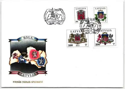 Lettland 389-392 als Ersttagsbrief #NK572
