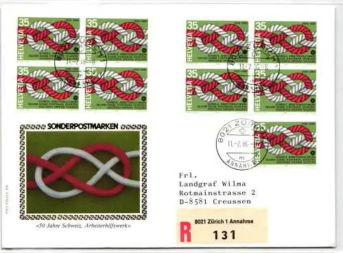 Schweiz 1308 als Ersttagsbrief als Mehrfachfrankatur #NO480