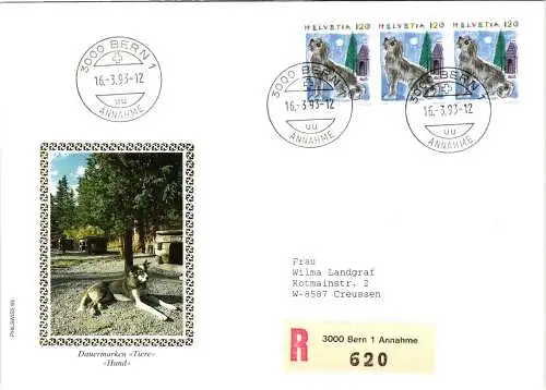 Schweiz 1492 als Ersttagsbrief als Mehrfachfrankatur #NK762