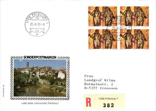 Schweiz 1399 als Ersttagsbrief als Mehrfachfrankatur #NP072