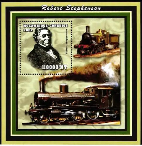 Mocambique Block 152 postfrisch als Kleinbogen Eisenbahn Lokomotive #NP163