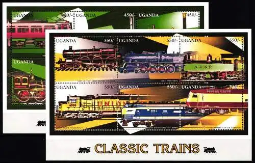 Uganda 1735-1744, 1745-1750 postfrisch als Kleinbogensatz Eisenbahn #KP941