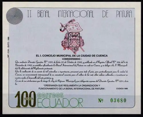 Ecuador Block 136 postfrisch #KP946