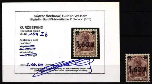 Deutsches Reich 154 I b postfrisch Kurzbefund Bechtold BPP, einwandfrei #NJ689